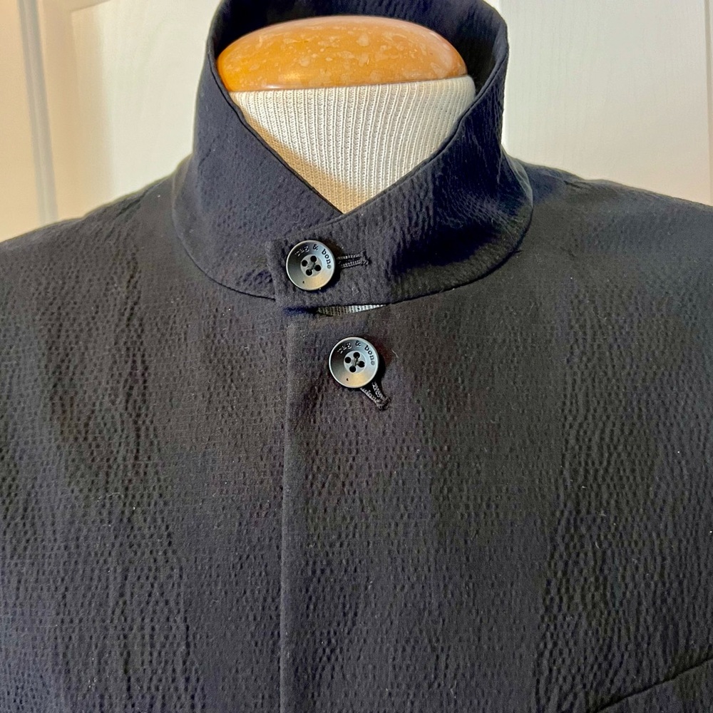 “Rag and Bone” black wrinkled cotton jacket Size 46 price $300